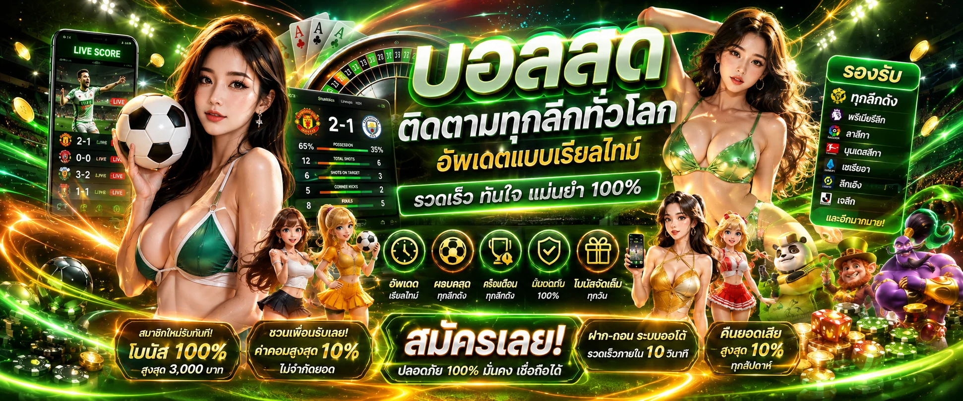 หน้าผลบอลสดบน TB68 แสดงสกอร์การแข่งขันเรียลไทม์
